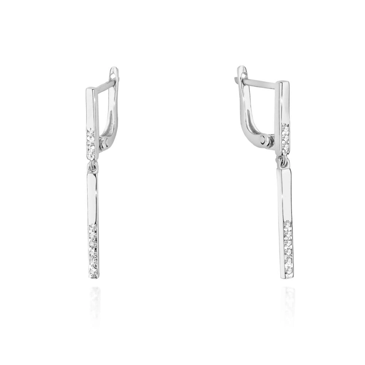 Kolczyki z białego złota 585 z diamentami 0,08ct The Diamonds