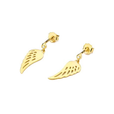 Przejdź do produktu Kolczyki z żółtego złota 585 z diamentami 0,03ct skrzydła The Diamonds 