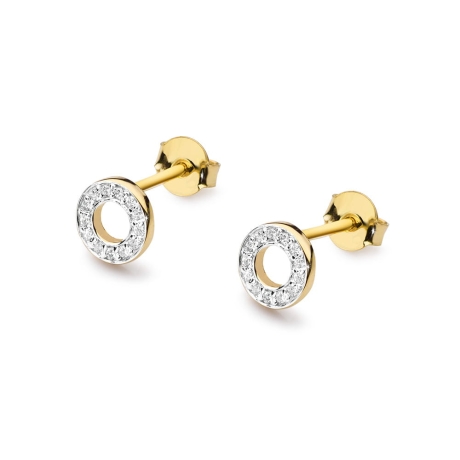 Przejdź do produktu Kolczyki z żółtego złota 585 z diamentami 0,13ct kółka The Diamonds