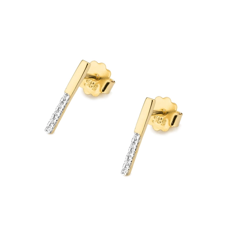 Kolczyki z żółtego złota 585 z diamentami 0,05ct The Diamonds