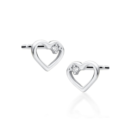 Przejdź do produktu Kolczyki z białego złota 585 z diamentami 0,01ct serce The Diamonds