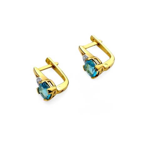 Przejdź do produktu Kolczyki z żółtego złota 585 z topazem i diamentami 0,01ct The Diamonds