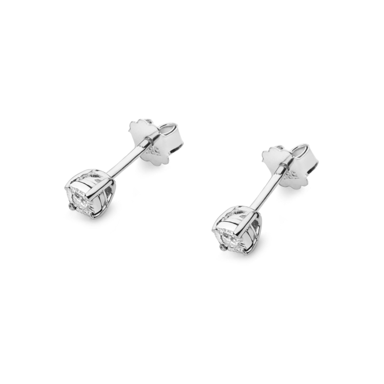 Kolczyki z białego złota 585 z diamentami 0,06ct The Diamonds