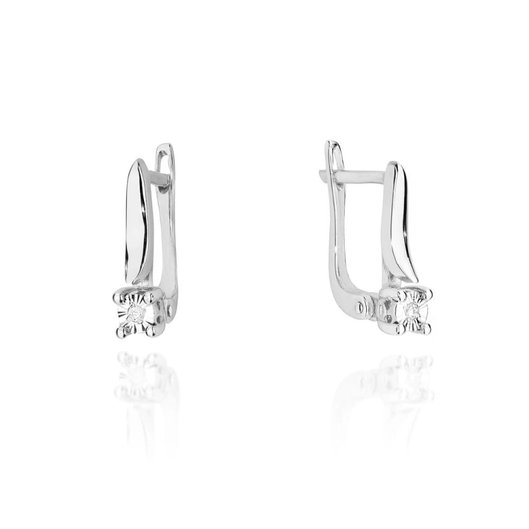 Kolczyki z białego złota 585 z diamentami 0,02ct The Diamonds