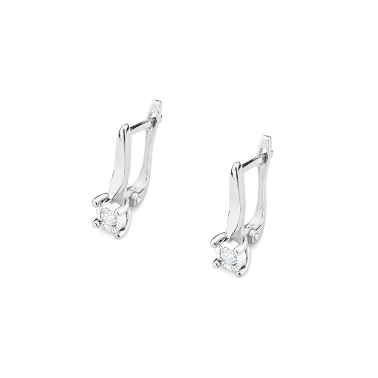 Kolczyki z białego złota 585 z diamentami 0,16ct The Diamonds