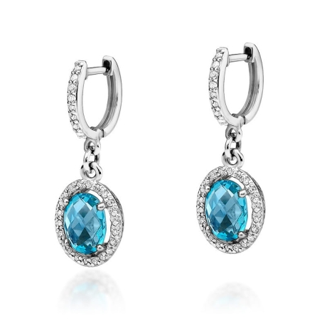 Przejdź do produktu Kolczyki z białego złota 585 z topazem i diamentami 0,36ct The Diamonds