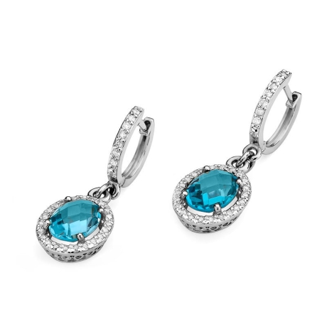 Przejdź do produktu Kolczyki z białego złota 585 z topazem i diamentami 0,36ct The Diamonds