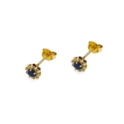 Kolczyki z żółtego złota 585 z szafirem i diamentami 0,18ct The Diamonds