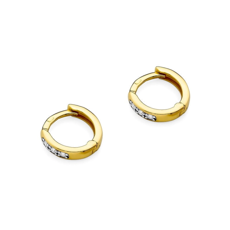Kolczyki z żółtego złota 585 z diamentami 0,08ct kółka The Diamonds