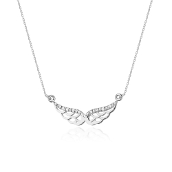 Naszyjnik z białego złota z diamentami 0,03ct skrzydła The Diamonds