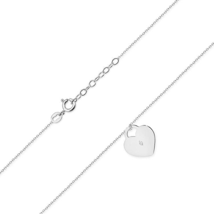 Naszyjnik z białego złota z diamentem 0,005ct serce The Diamonds