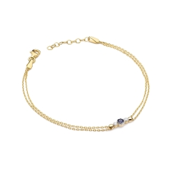 Bransoletka z żółtego złota 585 z szafirem i diamentami 0,029ct The Diamonds