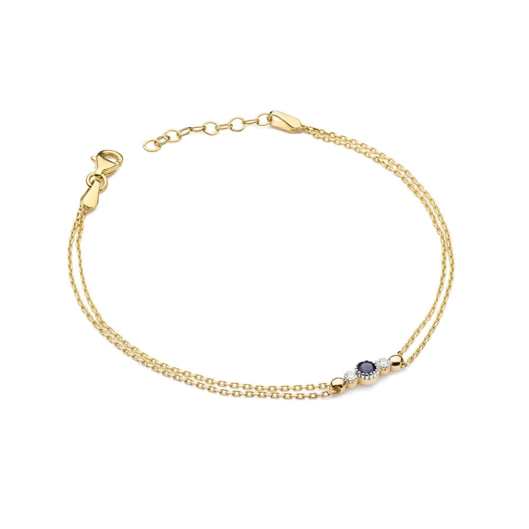 Bransoletka z żółtego złota 585 z szafirem i diamentami 0,029ct The Diamonds