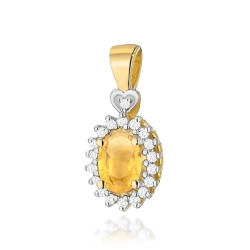 Zawieszka z żółtego złota 585 z cytrynem i diamentami 0,095ct The Diamonds