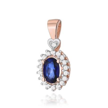 Przejdź do produktu Zawieszka z różowego złota 585 z szafirem i diamentami 0,095ct The Diamonds 