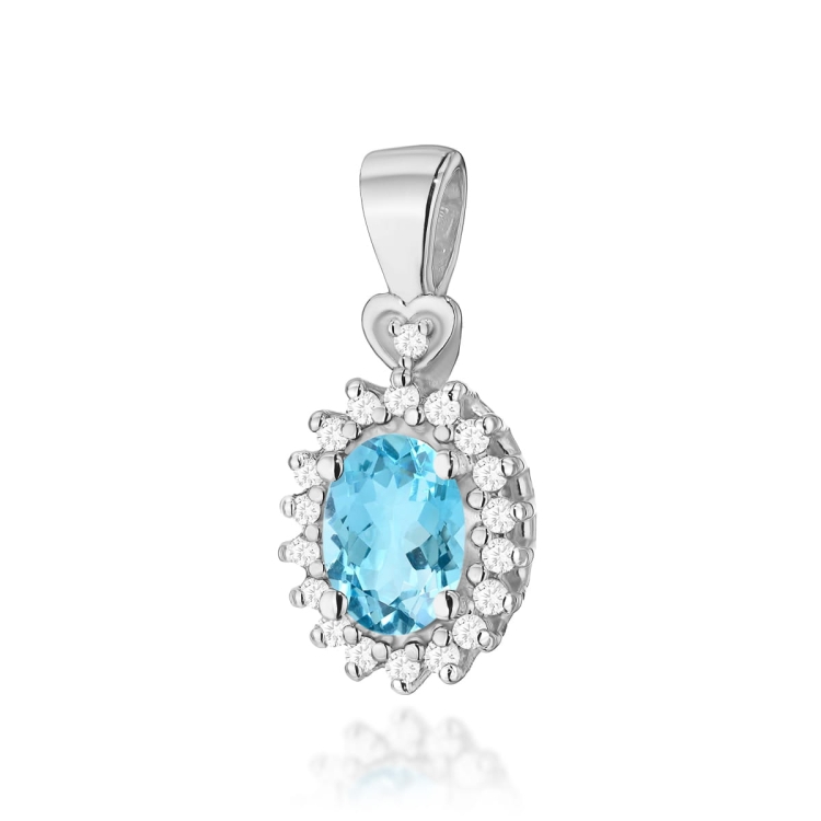Zawieszka z białego złota 585 z topazem i diamentami 0,095ct The Diamonds