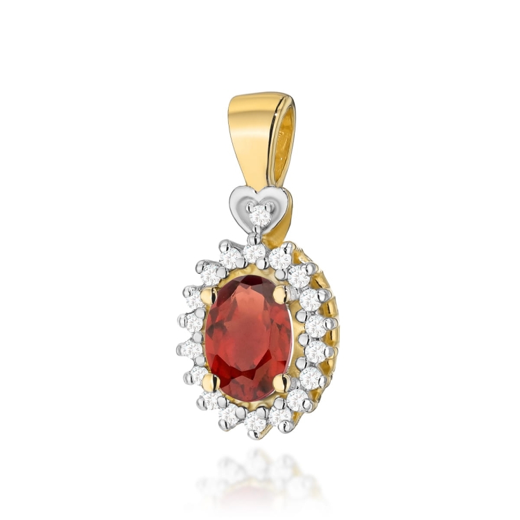 Zawieszka z żółtego złota 585 z granatem i diamentami 0,095ct The Diamonds