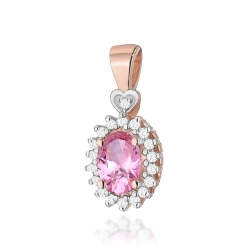 Zawieszka z różowego złota 585 z różowym topazem i diamentami 0,095ct The Diamonds