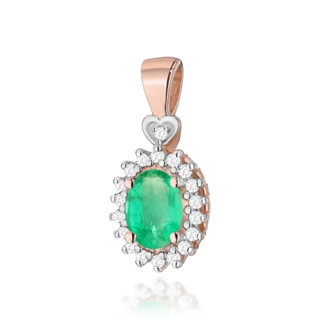 Przejdź do produktu Zawieszka z różowego złota 585 z szmaragdem i diamentami 0,095ct The Diamonds