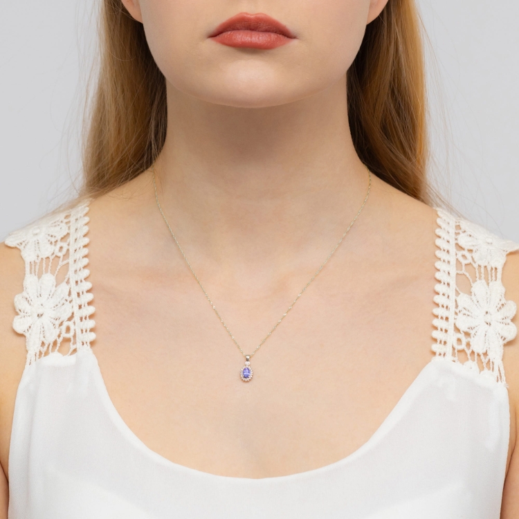 Zawieszka z białego złota 585 z tanzanitem i diamentami 0,095ct The Diamonds