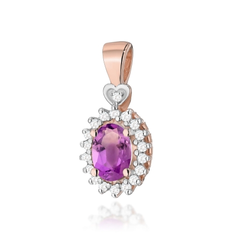 Przejdź do produktu Zawieszka z różowego złota 585 z ametystem i diamentami 0,095ct The Diamonds 