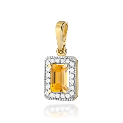 Zawieszka z żółtego złota 585 z cytrynem i diamentami 0,10ct The Diamonds
