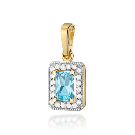 Przejdź do produktu Zawieszka z żółtego złota 585 z topazem i diamentami 0,10ct The Diamonds