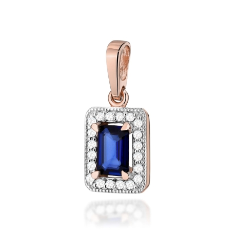 Przejdź do produktu Zawieszka z różowego złota 585 z szafirem i diamentami 0,10ct The Diamonds 