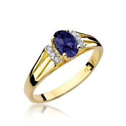 Pierścionek zaręczynowy z żółtego złota z szafirem i diamentami 0,05ct Fire Of Love