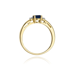 Pierścionek zaręczynowy z żółtego złota z szafirem i diamentami 0,03ct Fire Of Love