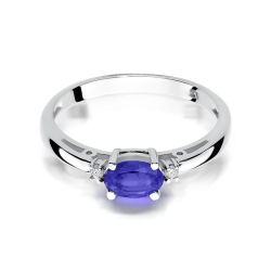 Pierścionek zaręczynowy z białego złota z tanzanitem i diamentami 0,03ct Fire Of Love