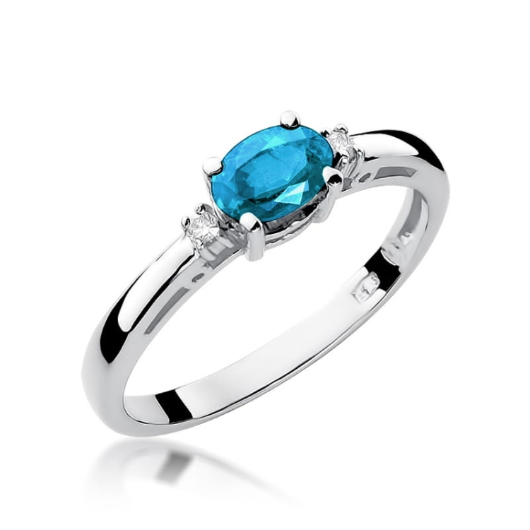 Pierścionek zaręczynowy z białego złota z topazem i diamentami 0,03ct Fire Of Love