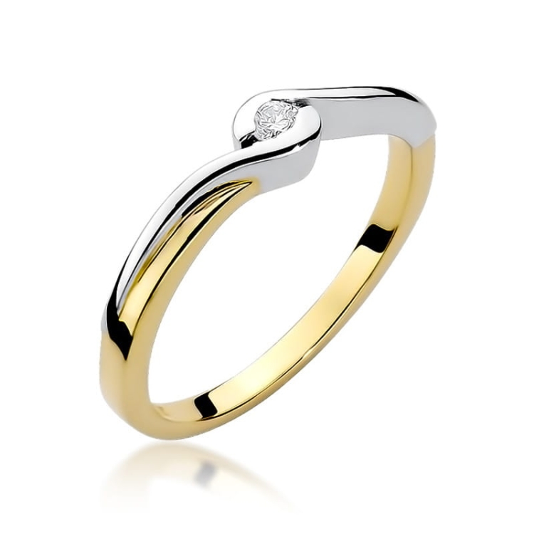 Pierścionek zaręczynowy z żółtego złota z diamentem 0,05ct Fire Of Love