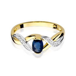 Pierścionek zaręczynowy z żółtego złota z szafirem i diamentami 0,05ct Fire Of Love