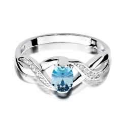 Pierścionek zaręczynowy z białego złota z topazem i diamentami 0,05ct Fire Of Love