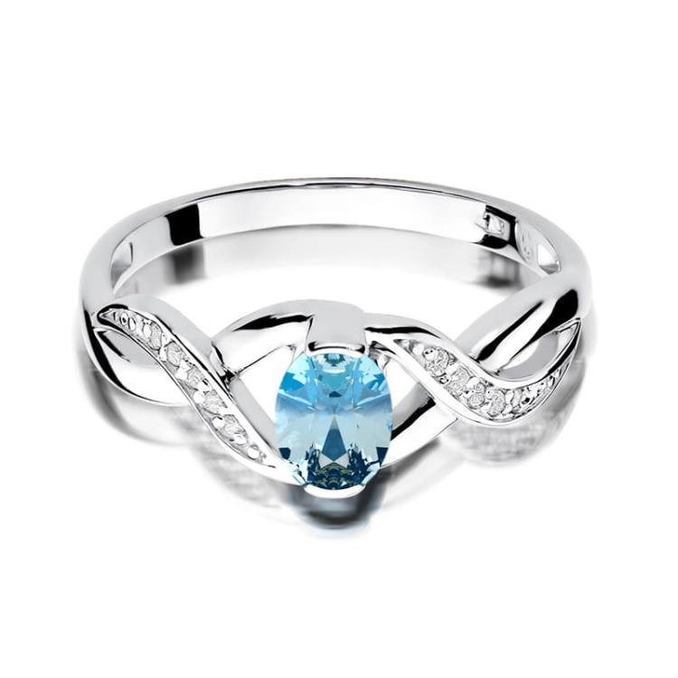 Pierścionek zaręczynowy z białego złota z topazem i diamentami 0,05ct Fire Of Love