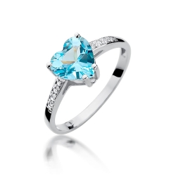 Pierścionek zaręczynowy z białego złota z topazem i diamentami 0,04ct Fire Of Love