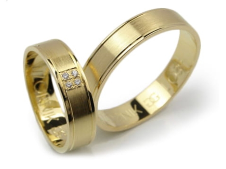 Przejdź do produktu Obrączki ślubne z żółtego złota 333 płaskie z cyrkoniami 5mm Lux L089 