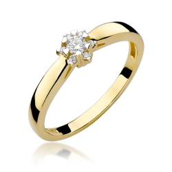 Pierścionek zaręczynowy z żółtego złota z diamentami 0,15ct Fire Of Love
