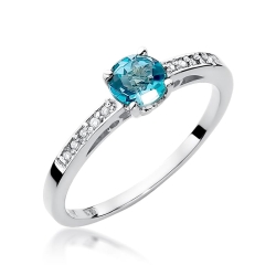 Pierścionek zaręczynowy z białego złota z topazem i diamentami 0,05ct Fire Of Love