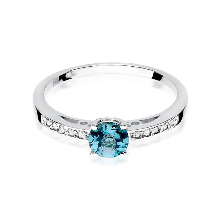 Pierścionek zaręczynowy z białego złota z topazem i diamentami 0,05ct Fire Of Love