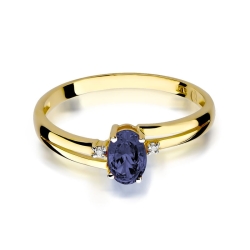 Pierścionek zaręczynowy z żółtego złota z szafirem i diamentami 0,03ct Fire Of Love