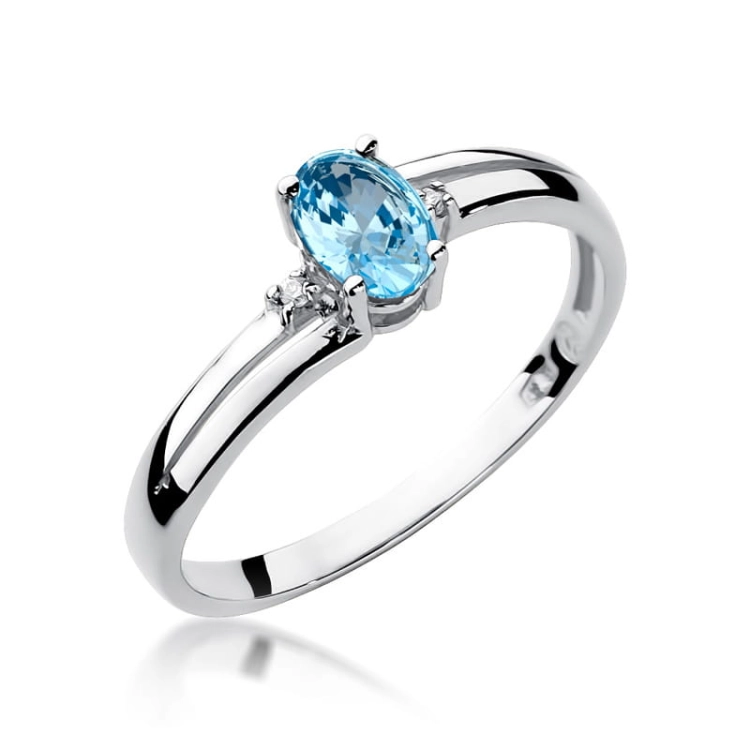 Pierścionek zaręczynowy z białego złota z topazem i diamentami 0,03ct Fire Of Love
