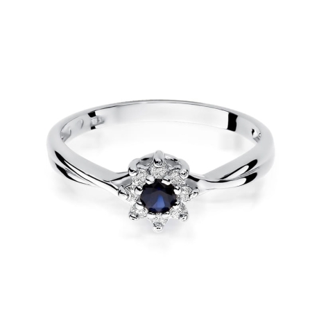 Przejdź do produktu Pierścionek zaręczynowy z białego złota z szafirem i diamentami 0,12ct Fire Of Love 
