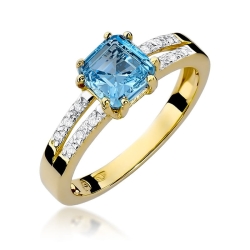 Pierścionek zaręczynowy z żółtego złota z topazem i diamentami 0,06ct Fire Of Love
