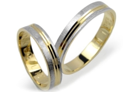 Obrączki ślubne z żółtego i rodowanego złota 333 płaskie 4mm Lovely L101-333
