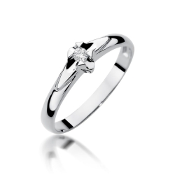 Pierścionek zaręczynowy z białego złota z brylantem 0,04ct Fire Of Love