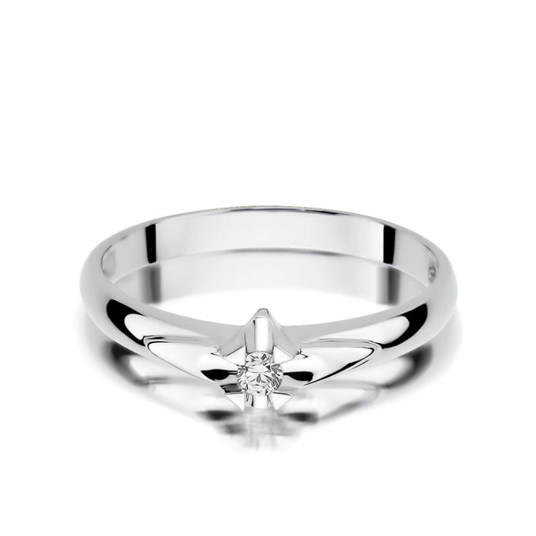 Pierścionek zaręczynowy z białego złota z brylantem 0,04ct Fire Of Love