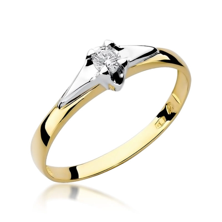 Pierścionek zaręczynowy z żółtego złota z diamentem 0,10ct Fire Of Love