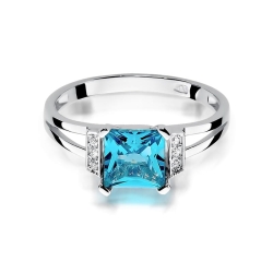 Pierścionek zaręczynowy z białego złota z topazem i diamentami 0,03ct Fire Of Love